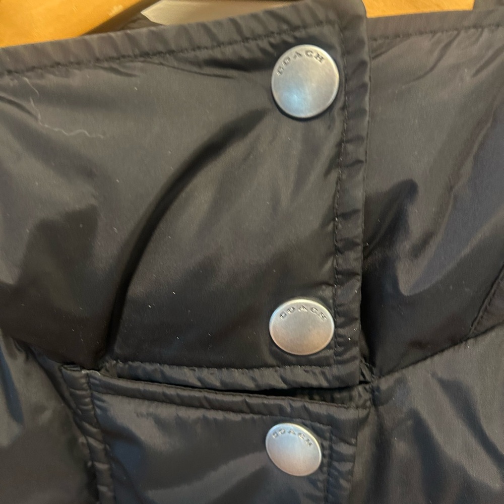 COACH Black Puffer Coat with Fur Trim - Picture 2 of 6